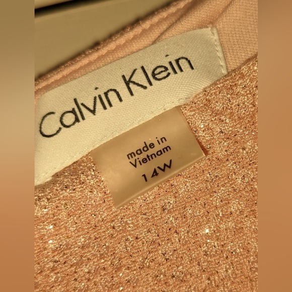 Calvin Klein Pink Shimmer Bell Sleeve Pencil Dress 14W - Picture 4 of 7